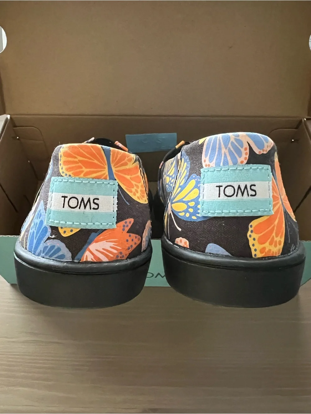 TOMS Alpargata Cupsole Glow in the Dark Black Butterfly Ortholite Flats sz 6